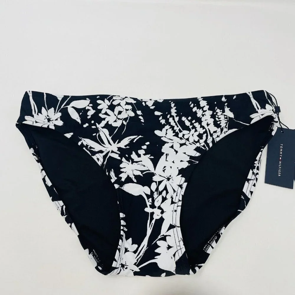 Tommy Hilfiger Womens Medium‎ Floral Hipster Bikini Bottoms Black $48 855/1499
